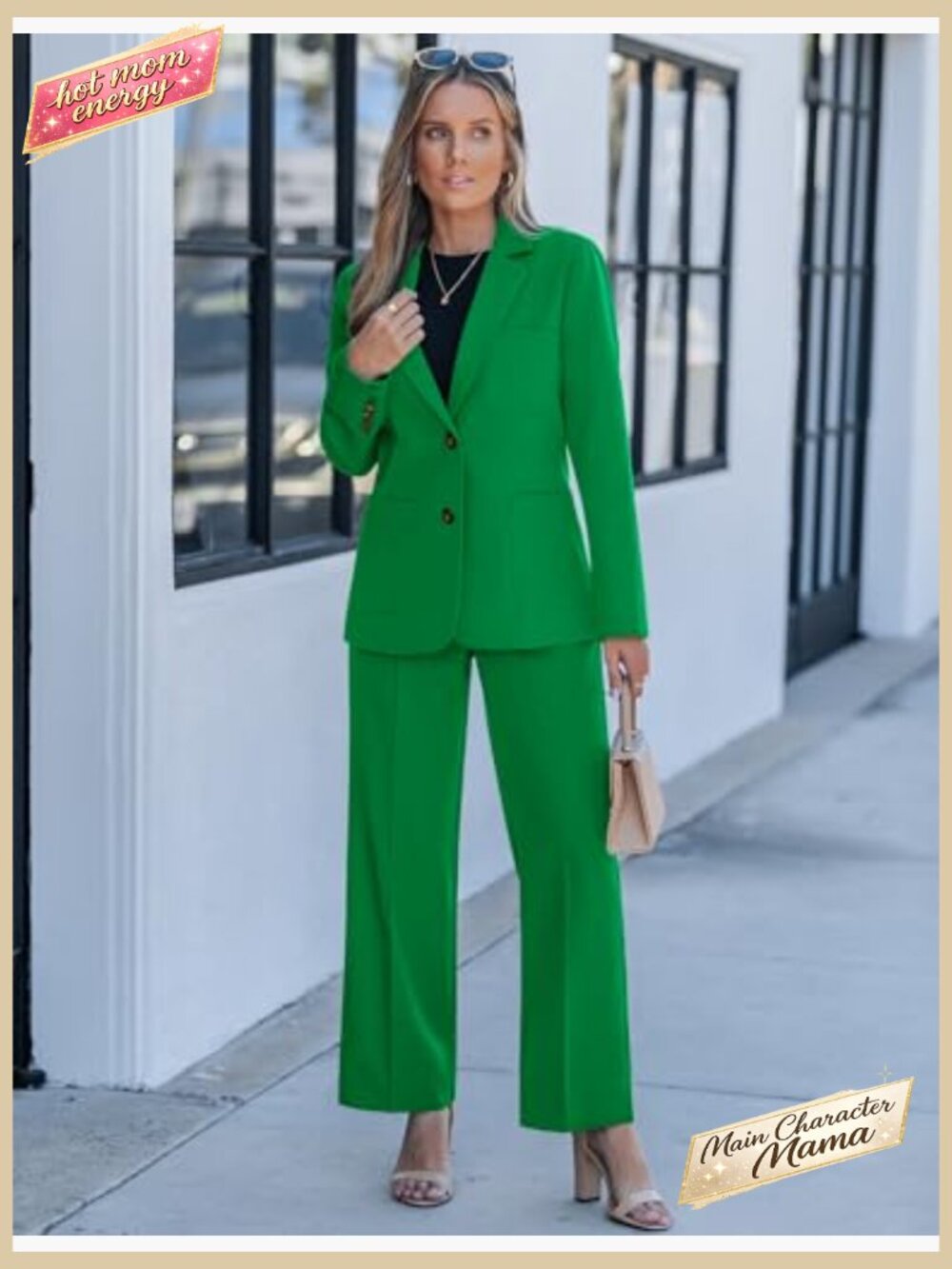 Pantsuit 2 Piece Set Blazer and Wide Leg Pants Business Professional Work - Picture 5 of 7